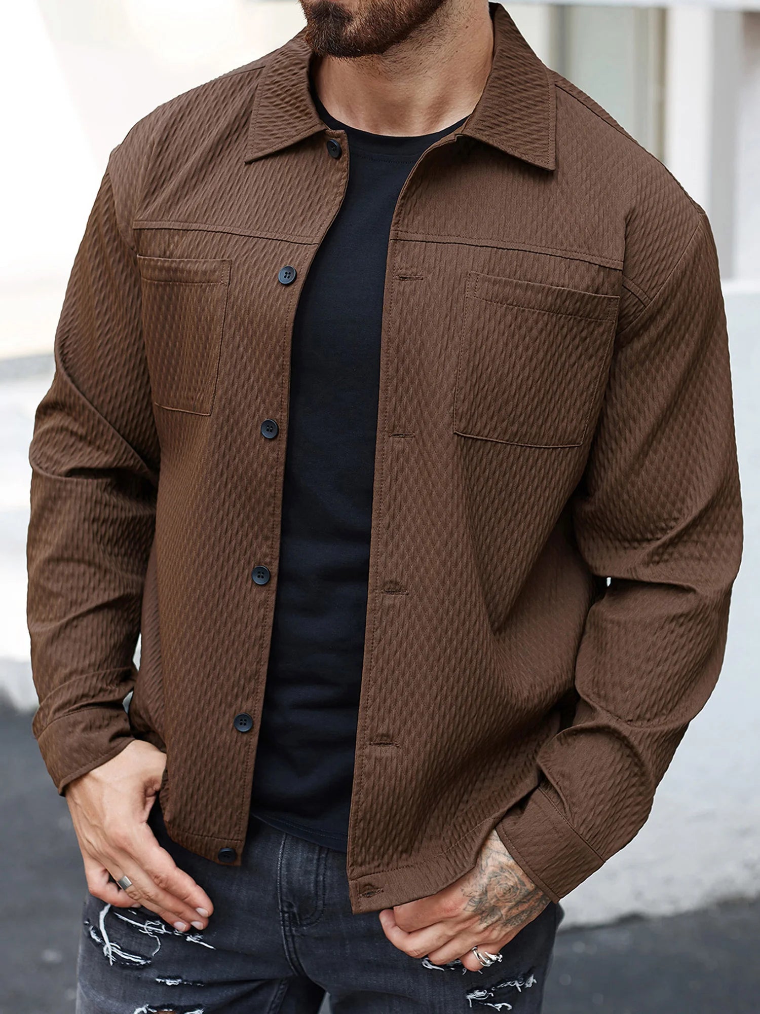 Casual Button-Up Shirt Jacket